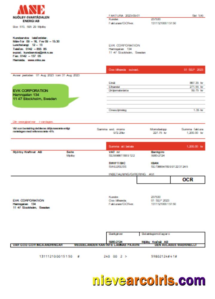 Mjölby Kraftnat AB utility business bill